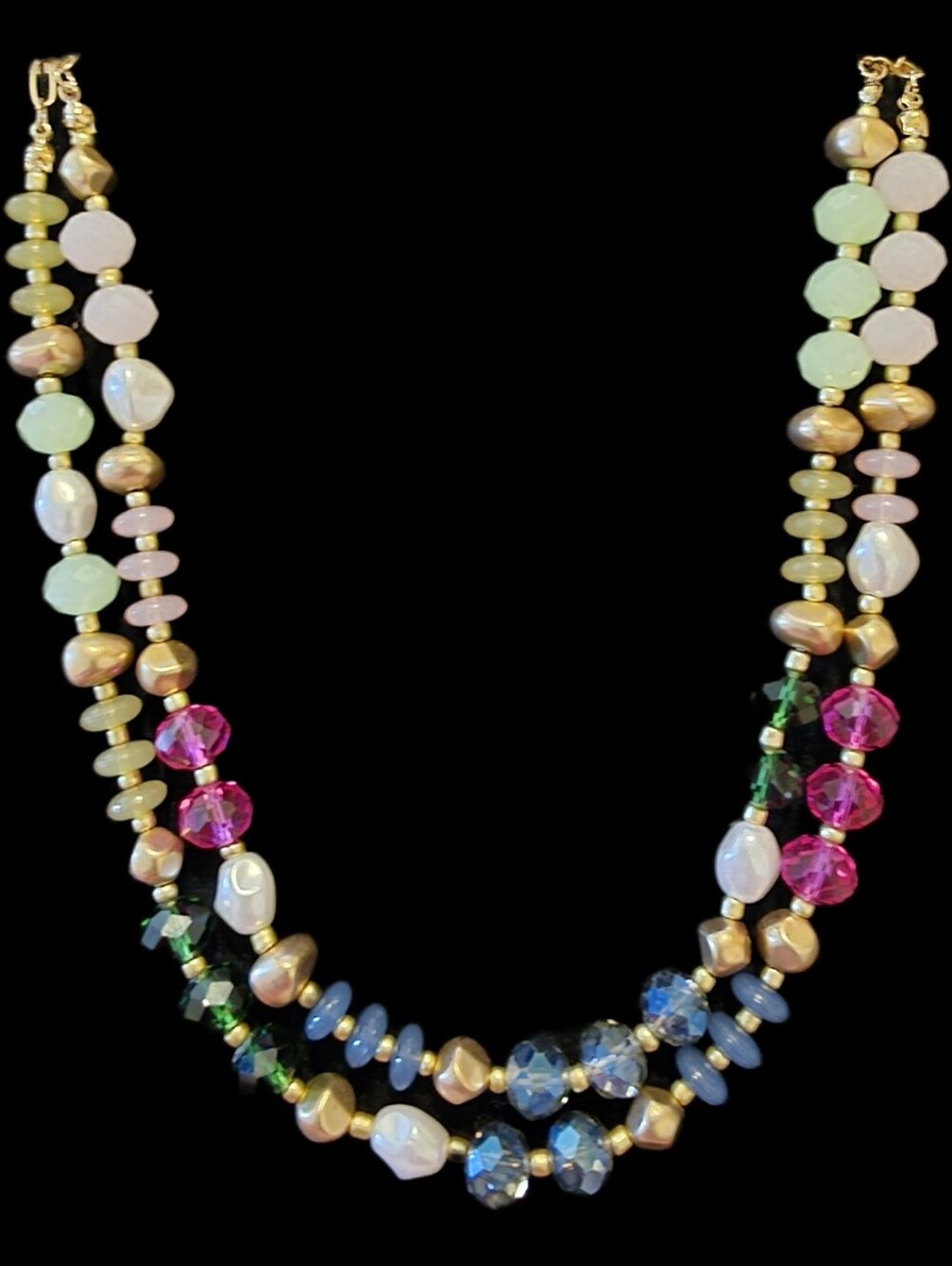 Multicolor Beaded Double-Strand Necklace